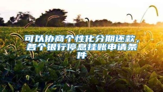 可以协商个性化分期还款,各个银行停息挂账申请条件