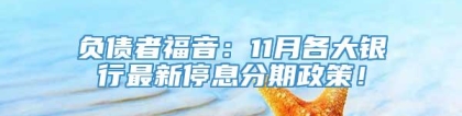 负债者福音：11月各大银行最新停息分期政策！