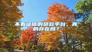 不看征信的贷款平台,真的存在吗?