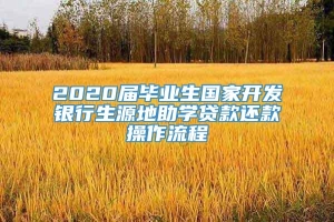 2020届毕业生国家开发银行生源地助学贷款还款操作流程