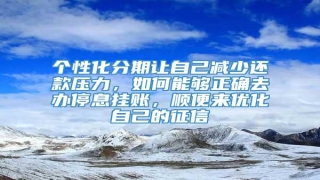 个性化分期让自己减少还款压力,如何能够正确去办停息挂账,顺便来优化自己的征信