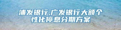 浦发银行,广发银行大额个性化停息分期方案