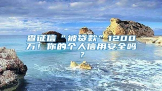 查征信“被贷款”1200万!你的个人信用安全吗?