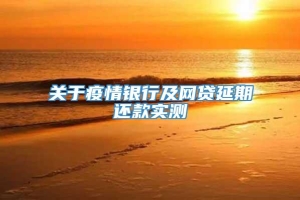 关于疫情银行及网贷延期还款实测