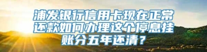 浦发银行信用卡现在正常还款如何办理这个停息挂账分五年还清？