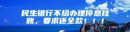 民生银行不给办理停息挂账，要求还全款！！！