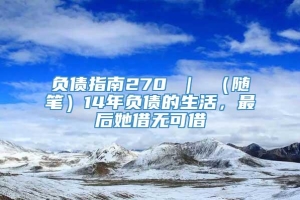 负债指南270 ｜ （随笔）14年负债的生活，最后她借无可借