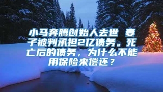 小马奔腾创始人去世 妻子被判承担2亿债务。死亡后的债务,为什么不能用保险来偿还?