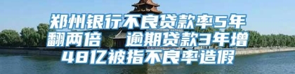 郑州银行不良贷款率5年翻两倍  逾期贷款3年增48亿被指不良率造假