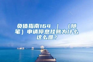 负债指南164 ｜ （随笔）申请停息挂账为什么这么难？