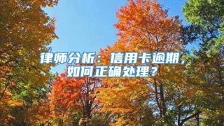 律师分析：信用卡逾期，如何正确处理？