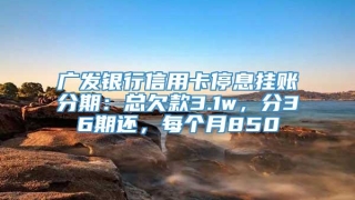 广发银行信用卡停息挂账分期：总欠款3.1w，分36期还，每个月850
