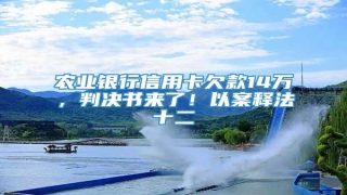 农业银行信用卡欠款14万,判决书来了!以案释法十二